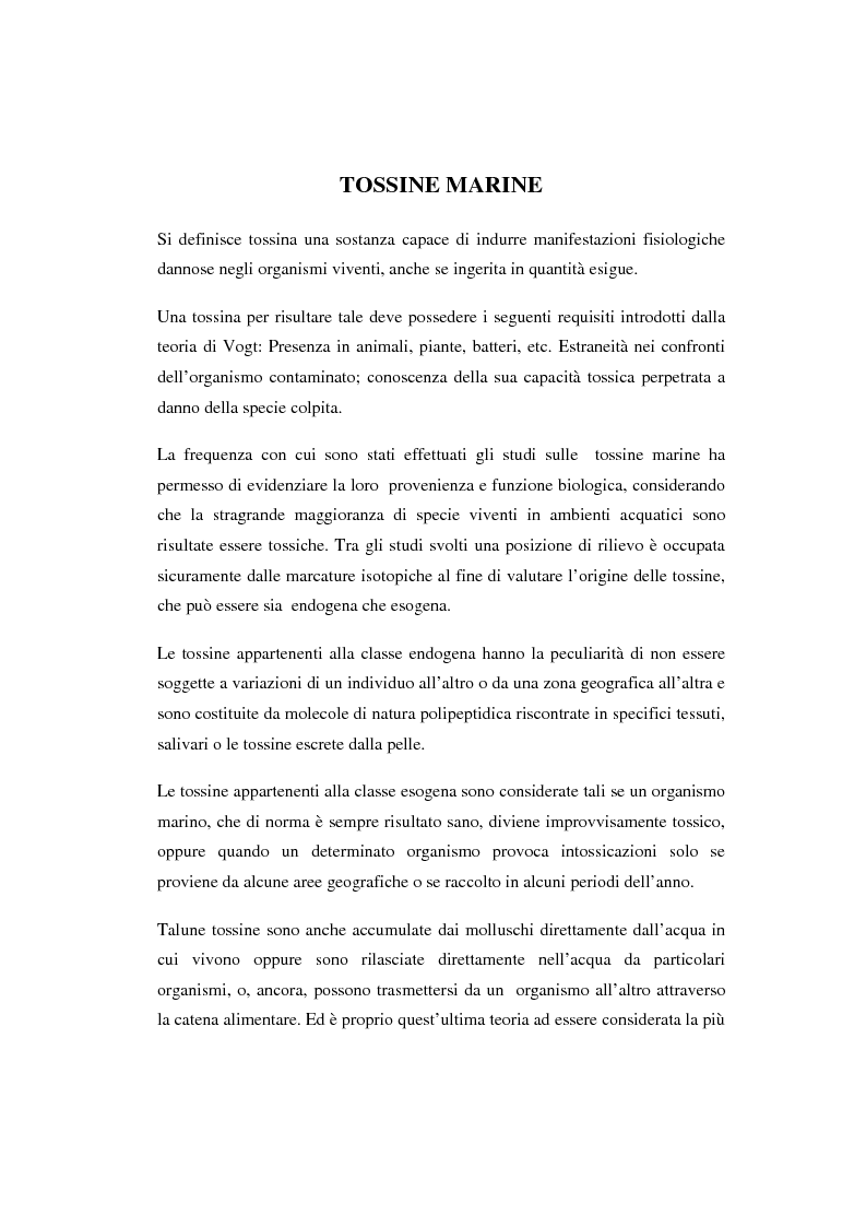 Anteprima della tesi: Isolamento e determinazione strutturale di una nuova citotossina riscontrata dai mitili del Mar Adriatico, Pagina 4
