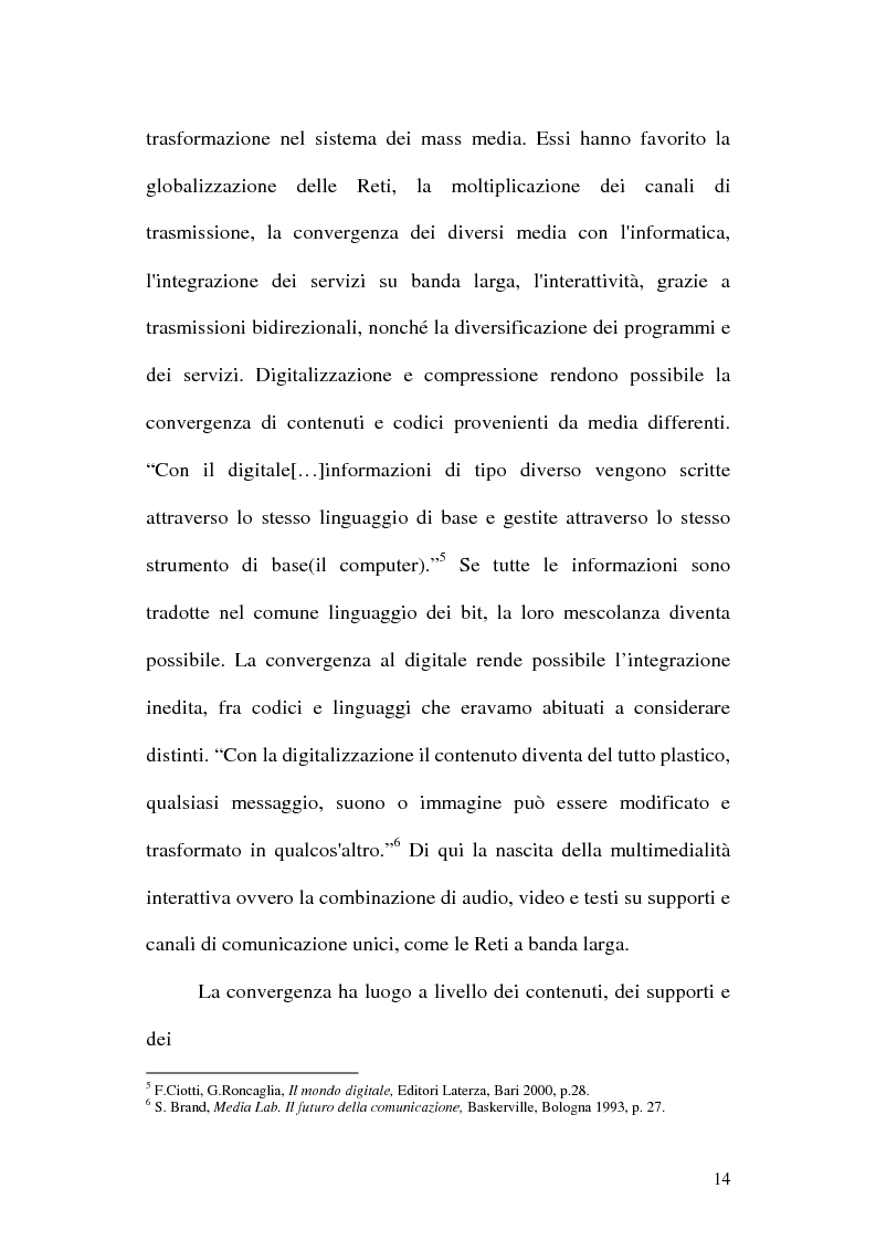 Anteprima della tesi: Web television, il medium della convergenza. Potenzialità, plausibilità ed il case history del Centro MultiMediale di Terni, Pagina 11