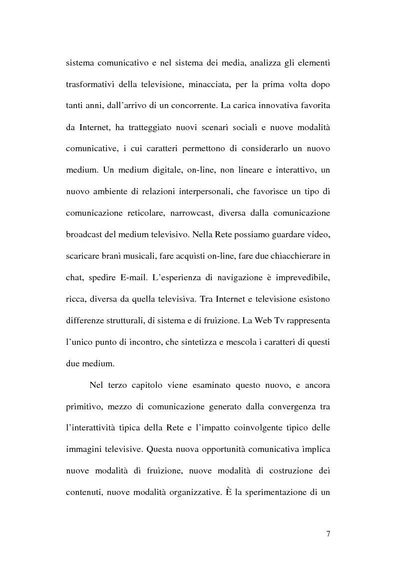 Anteprima della tesi: Web television, il medium della convergenza. Potenzialità, plausibilità ed il case history del Centro MultiMediale di Terni, Pagina 4