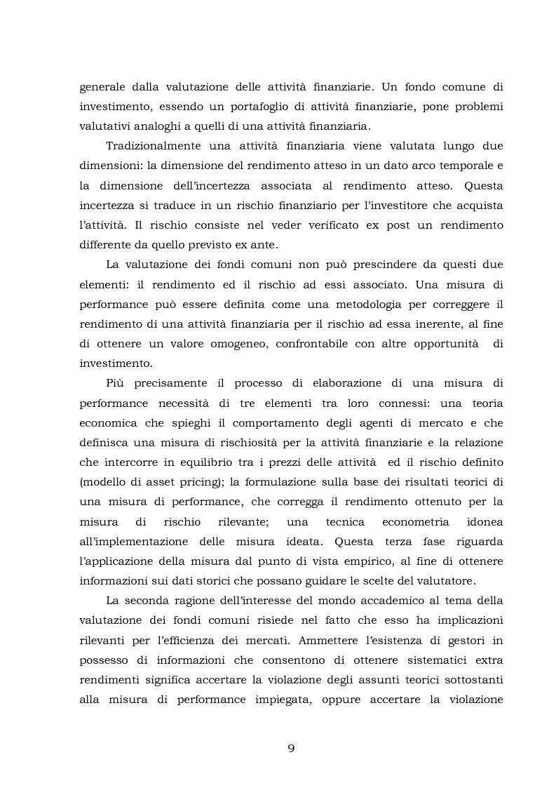 Anteprima della tesi: La performance dei fondi comuni: analisi e valutazione economica, Pagina 2