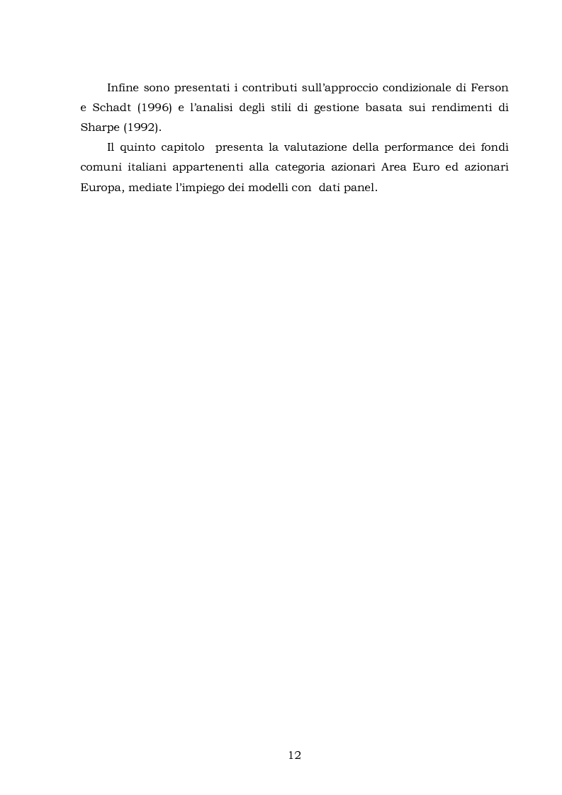 Anteprima della tesi: La performance dei fondi comuni: analisi e valutazione economica, Pagina 5