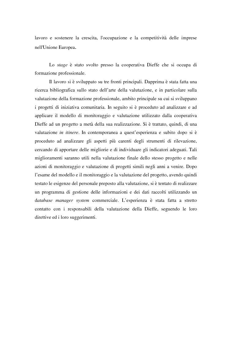 Anteprima della tesi: Nuove frontiere per la valutazione: un possibile approccio per un progetto di iniziativa comunitaria, Pagina 2