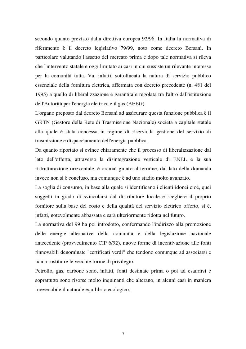 Anteprima della tesi: Produzione e distribuzione dell'energia elettrica in Italia. Gli effetti delle recenti normative, Pagina 2
