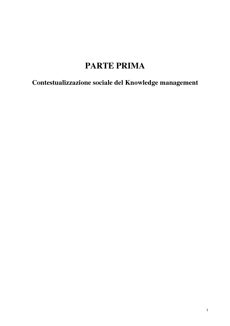 Anteprima della tesi: La costruzione sociale del knowledge management: opportunità ed ostacoli, Pagina 5