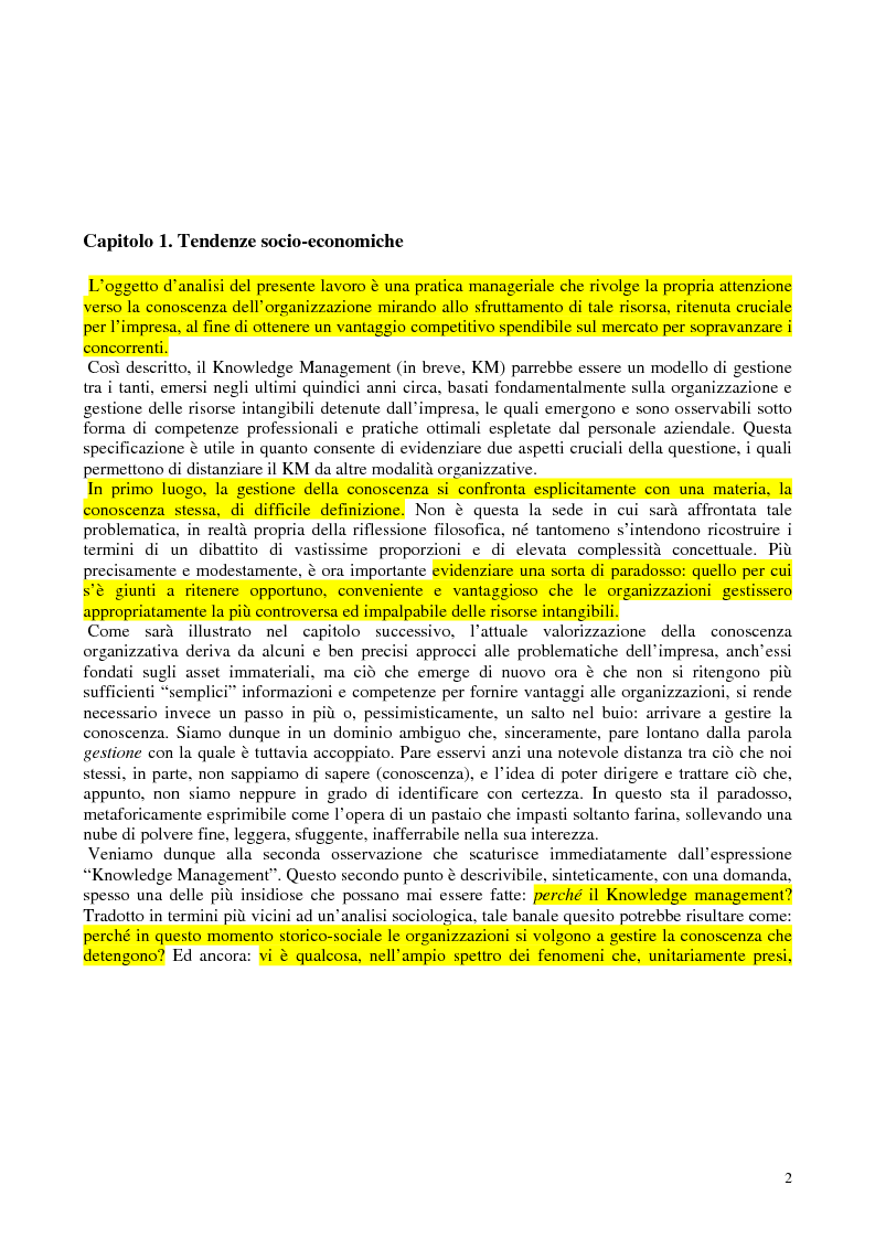 Anteprima della tesi: La costruzione sociale del knowledge management: opportunità ed ostacoli, Pagina 6