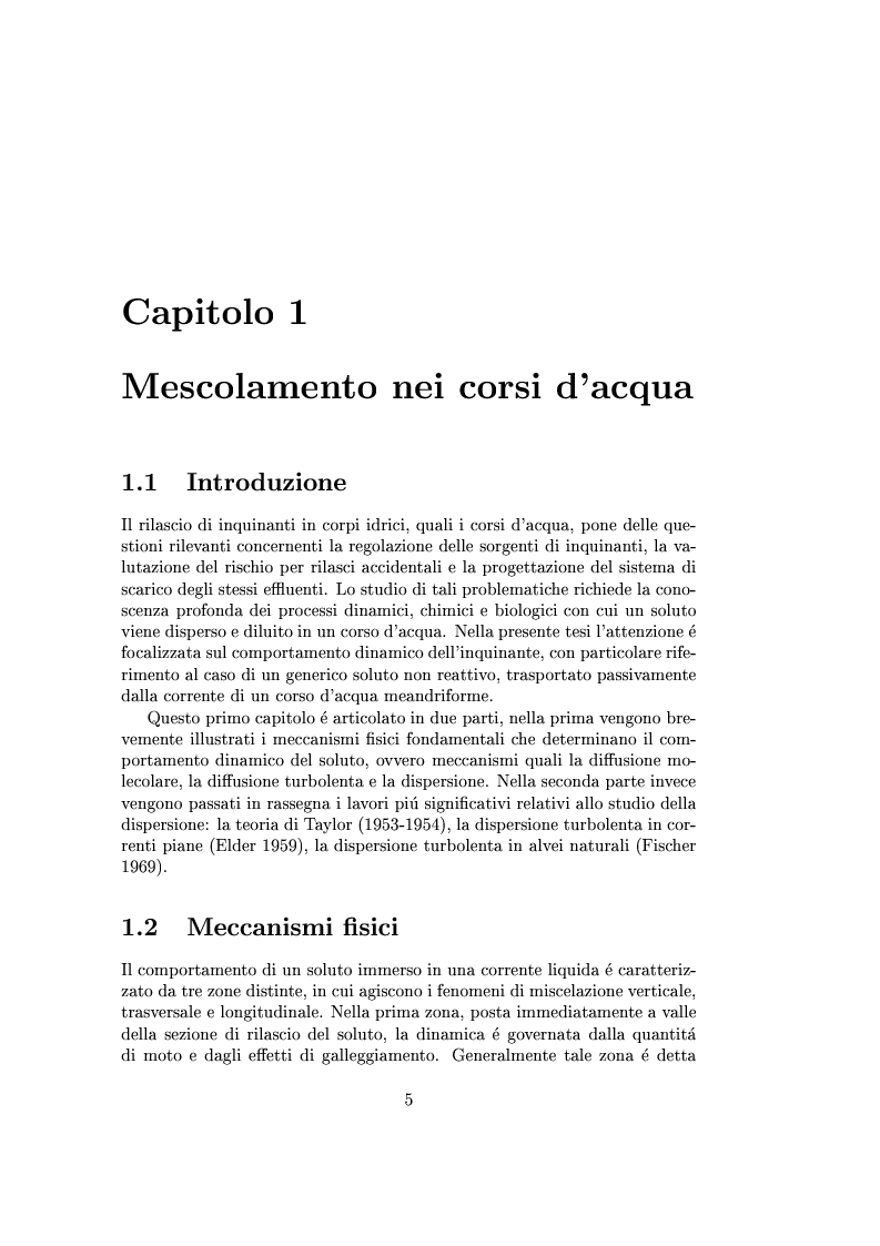 Anteprima della tesi: Studio della dispersione in alvei meandriformi, Pagina 2