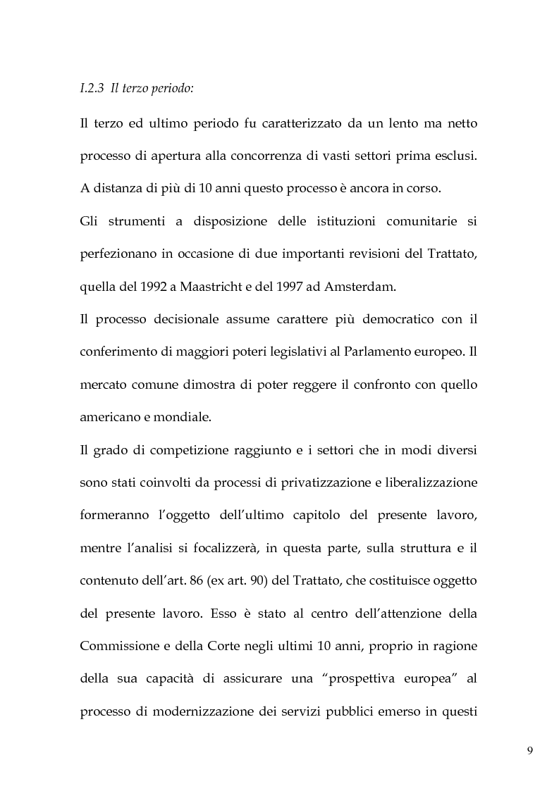 Anteprima della tesi: L'art. 86 del Trattato Ce e la liberalizzazione dei servizi pubblici in Europa, Pagina 12