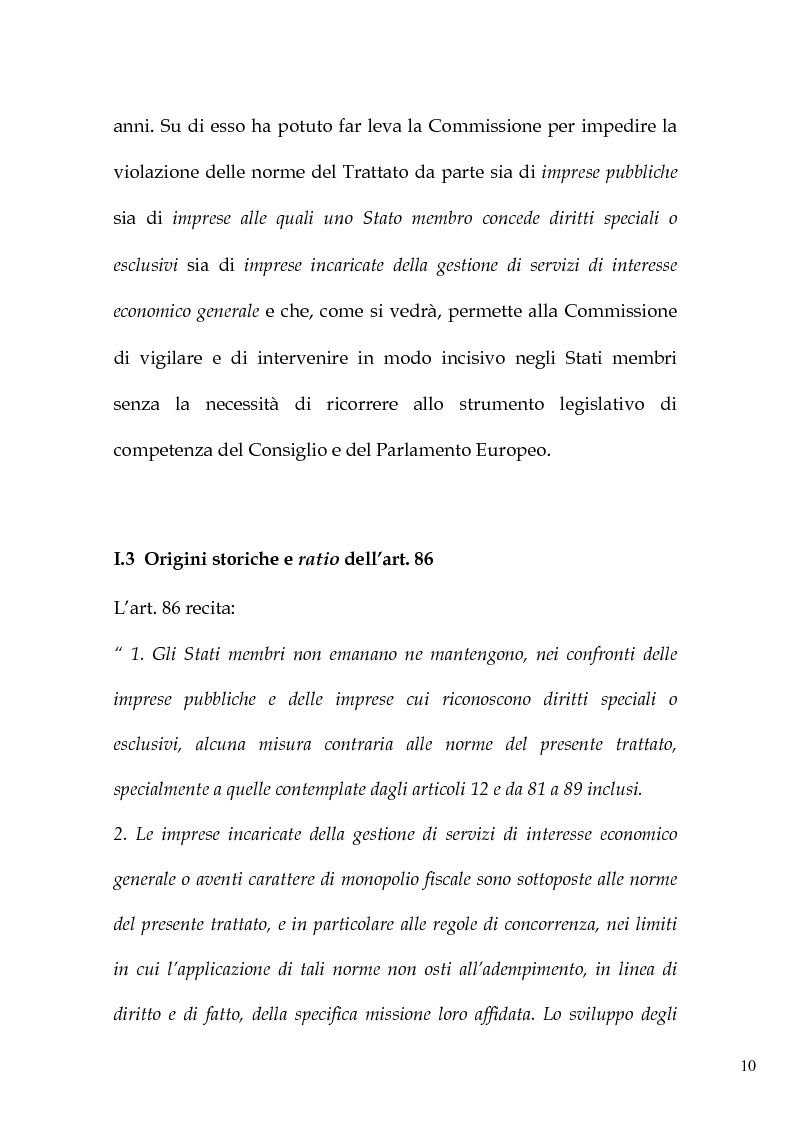 Anteprima della tesi: L'art. 86 del Trattato Ce e la liberalizzazione dei servizi pubblici in Europa, Pagina 13