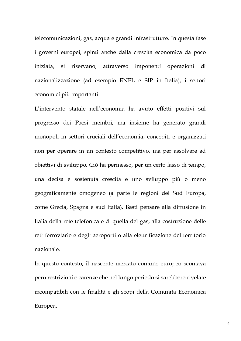 Anteprima della tesi: L'art. 86 del Trattato Ce e la liberalizzazione dei servizi pubblici in Europa, Pagina 7