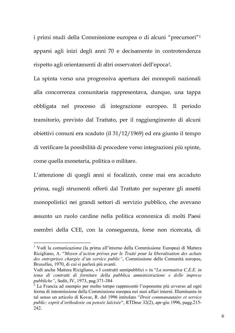 Anteprima della tesi: L'art. 86 del Trattato Ce e la liberalizzazione dei servizi pubblici in Europa, Pagina 9