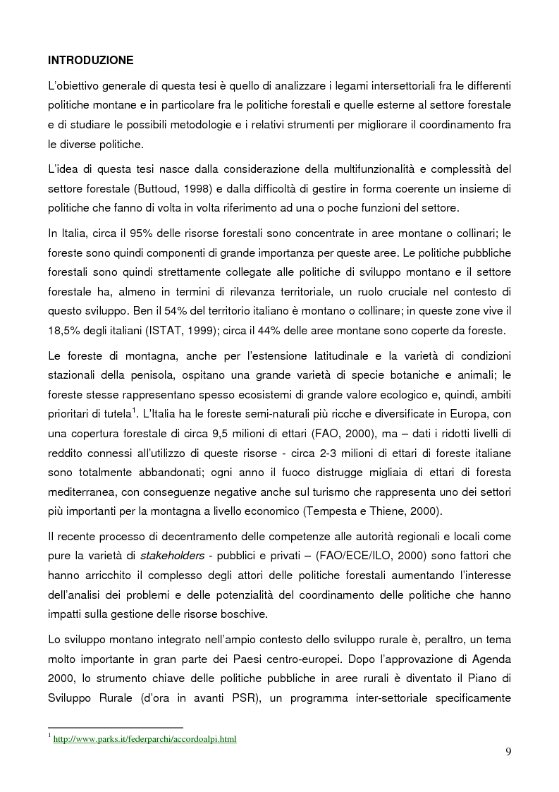 Anteprima della tesi: La gestione dell’intersettorialità nelle politiche di sviluppo del settore forestale di montagna, Pagina 7