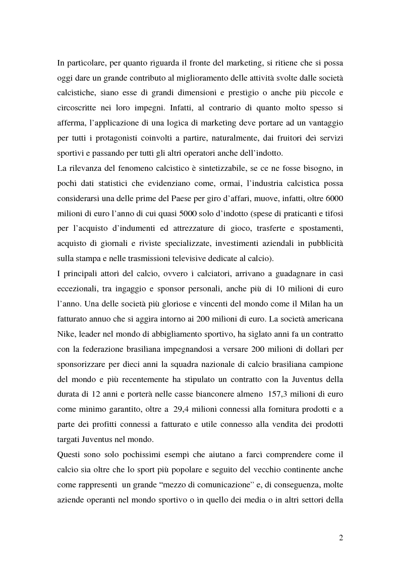 Anteprima della tesi: Il marketing delle società di calcio del 2000: analisi, strategie e scenari futuri, Pagina 2