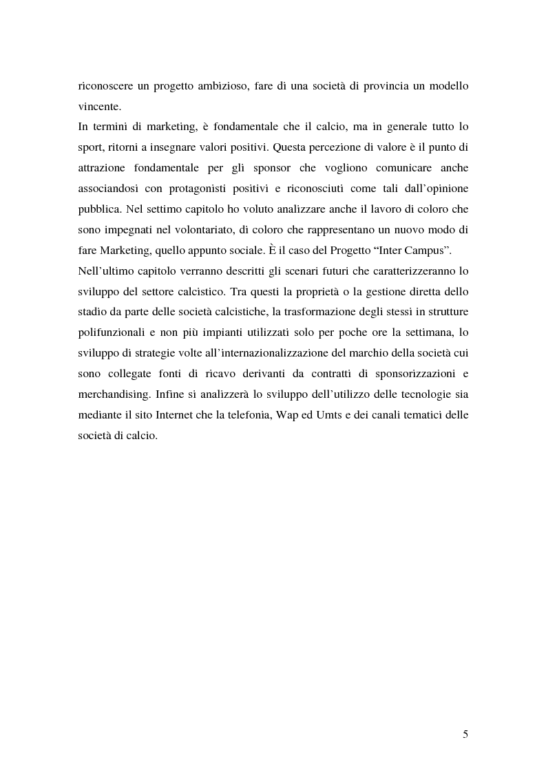 Anteprima della tesi: Il marketing delle società di calcio del 2000: analisi, strategie e scenari futuri, Pagina 5
