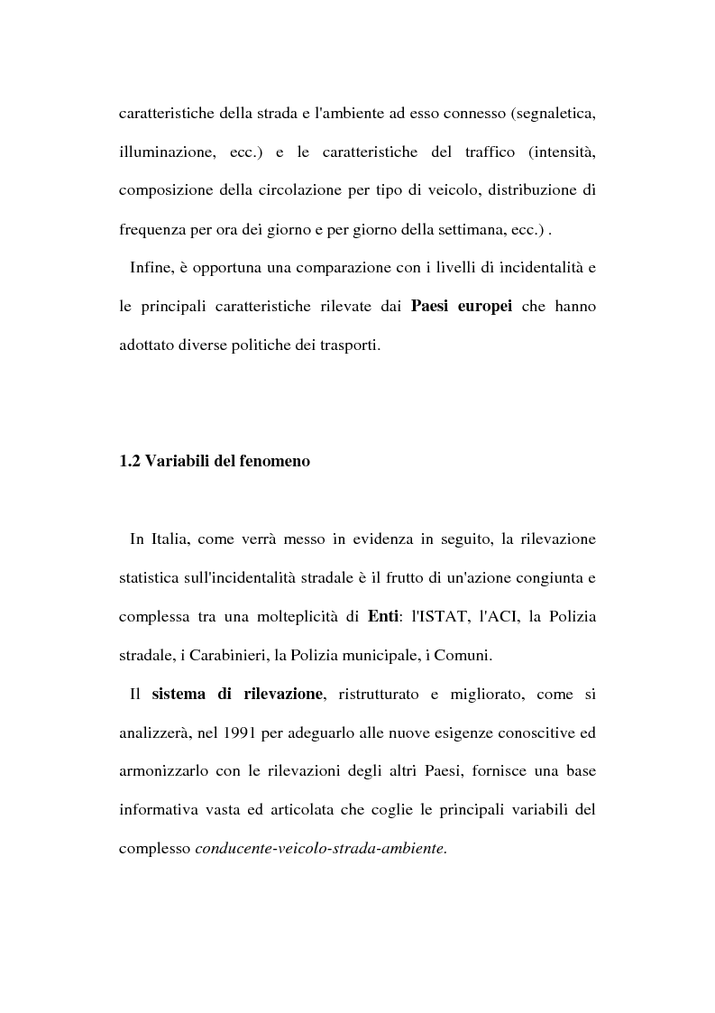Anteprima della tesi: Gli incidenti stradali nel periodo 1989-1998: aspetti sociali ed economici, Pagina 8