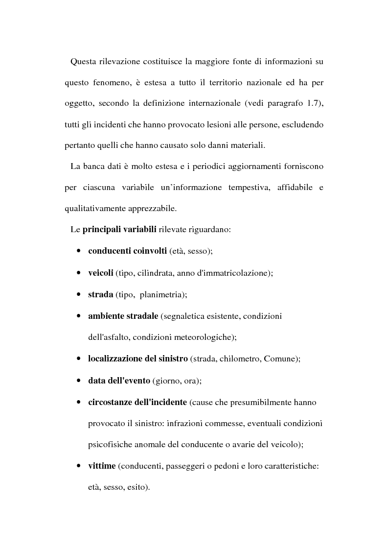 Anteprima della tesi: Gli incidenti stradali nel periodo 1989-1998: aspetti sociali ed economici, Pagina 9