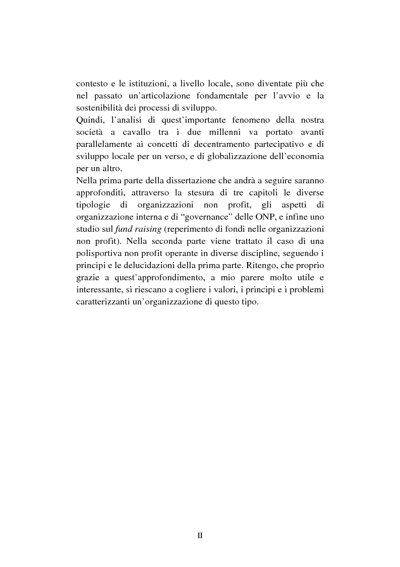 Anteprima della tesi: Le organizzazioni non profit. Il caso polisportiva Paolo Poggi, Pagina 2