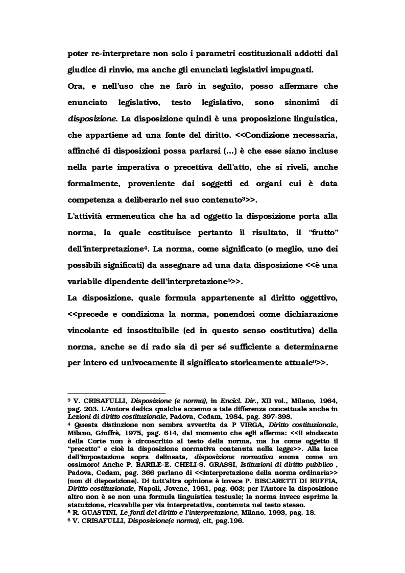 Anteprima della tesi: Le metamorfosi delle sentenze interpretative di rigetto, Pagina 5
