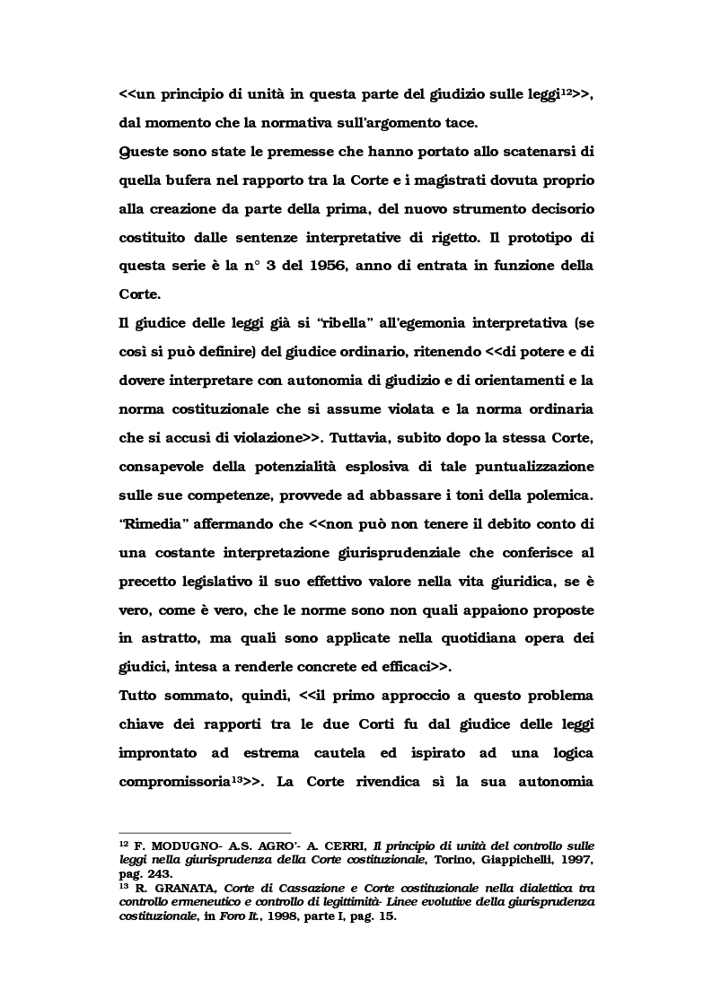Anteprima della tesi: Le metamorfosi delle sentenze interpretative di rigetto, Pagina 8