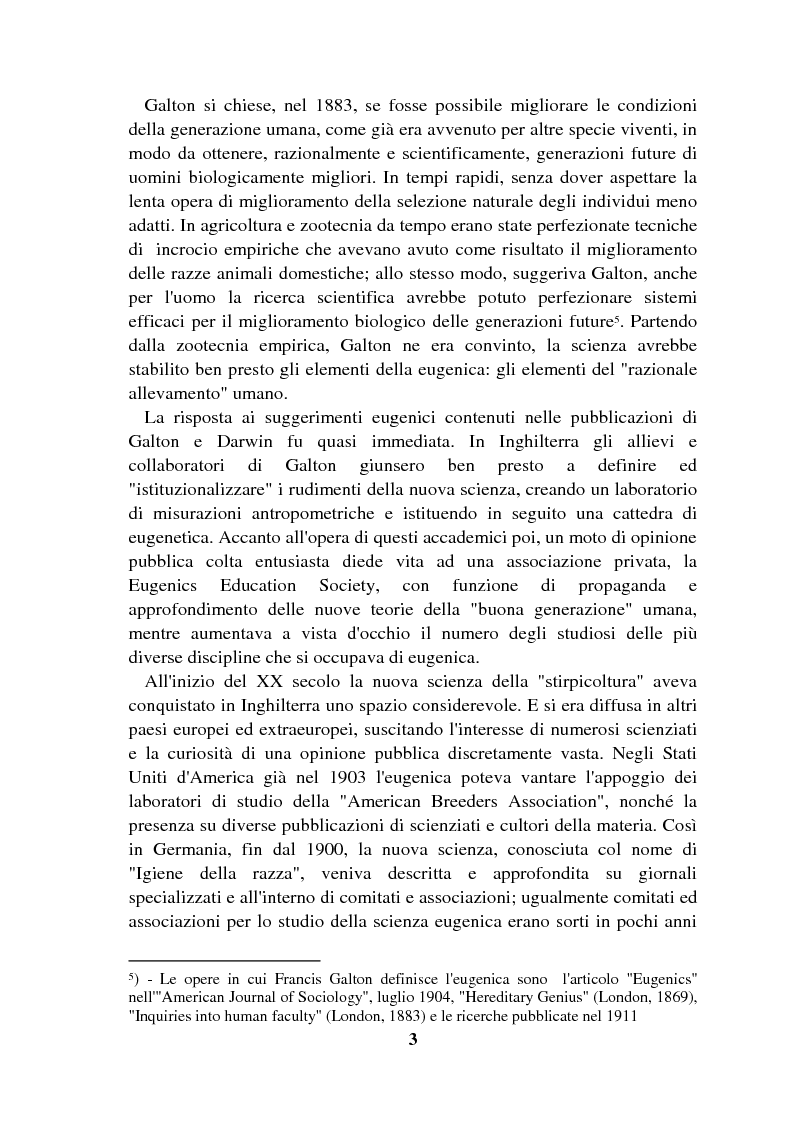 Anteprima della tesi: Origini controllate: l'eugenetica in Italia 1900-1924, Pagina 2