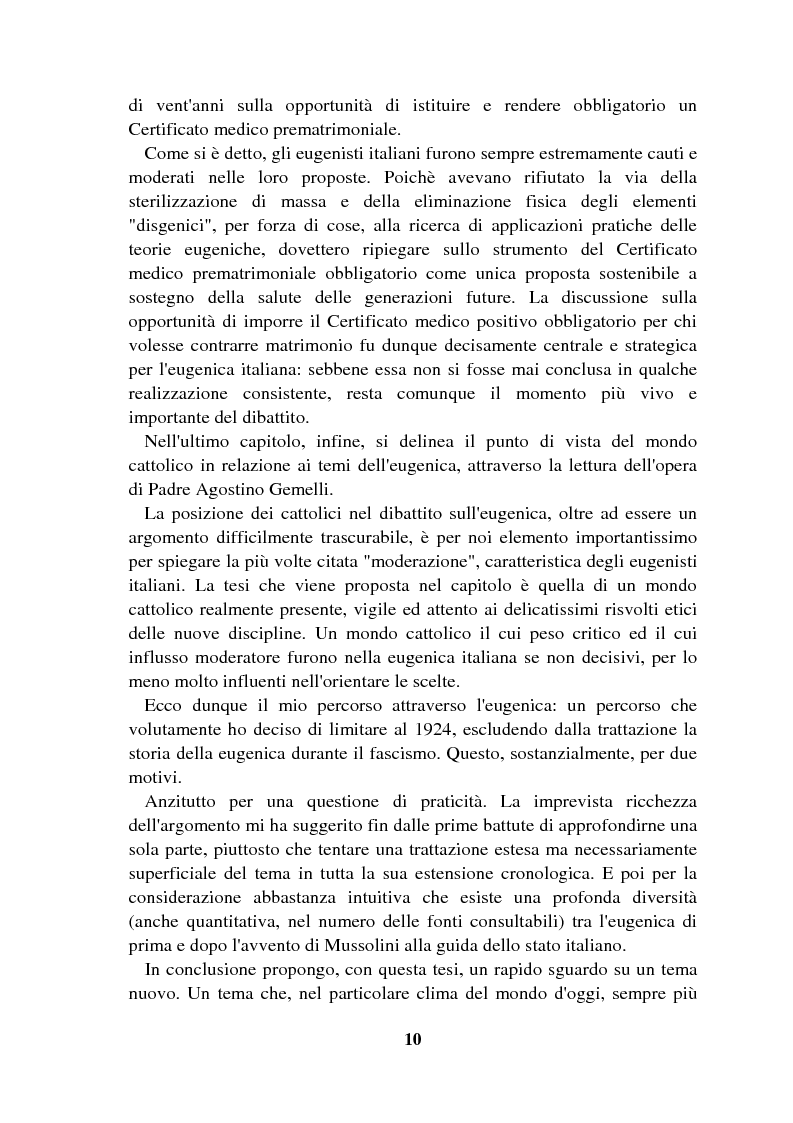 Anteprima della tesi: Origini controllate: l'eugenetica in Italia 1900-1924, Pagina 9