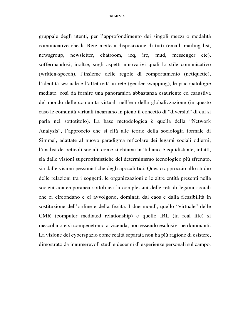 Anteprima della tesi: Relazioni sociali mediate dal computer: esaltazione ed emancipazione delle diversità nell'era della globalizzazione, Pagina 3