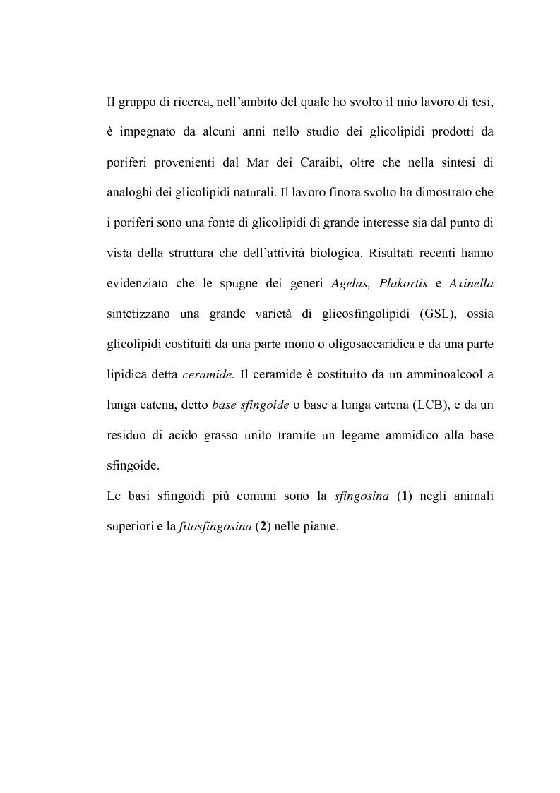 Anteprima della tesi: Glicosfingolipidi immunomodulanti: sintesi stereoselettiva di analoghi dell'agelasfina, Pagina 2