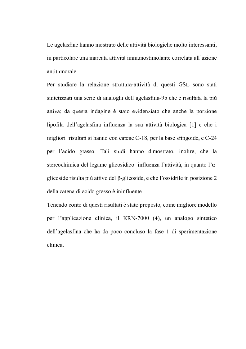 Anteprima della tesi: Glicosfingolipidi immunomodulanti: sintesi stereoselettiva di analoghi dell'agelasfina, Pagina 5