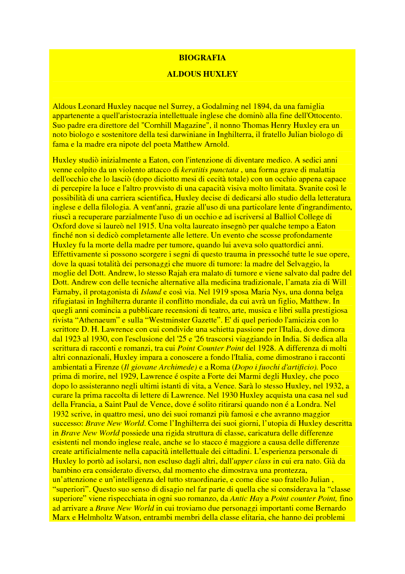 Anteprima della tesi: Il pensiero politico di Aldous Huxley, Pagina 4