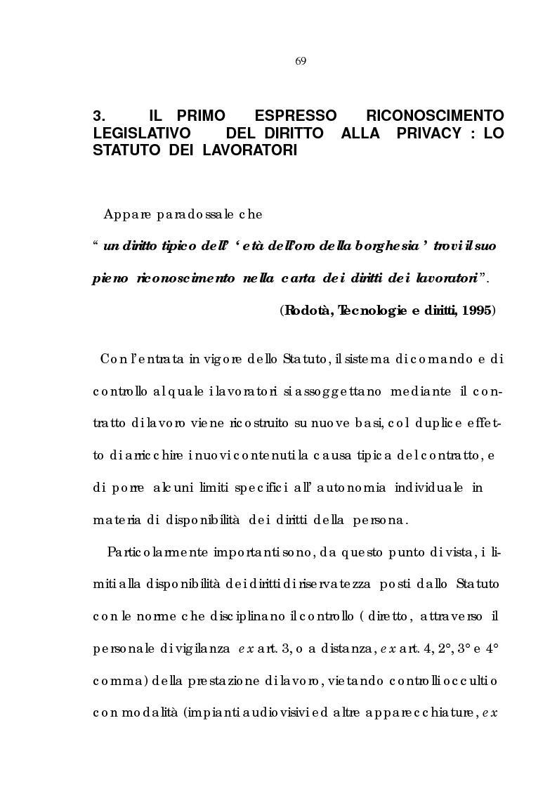 Anteprima della tesi: La tutela della riservatezza nel rapporto di lavoro, Pagina 11