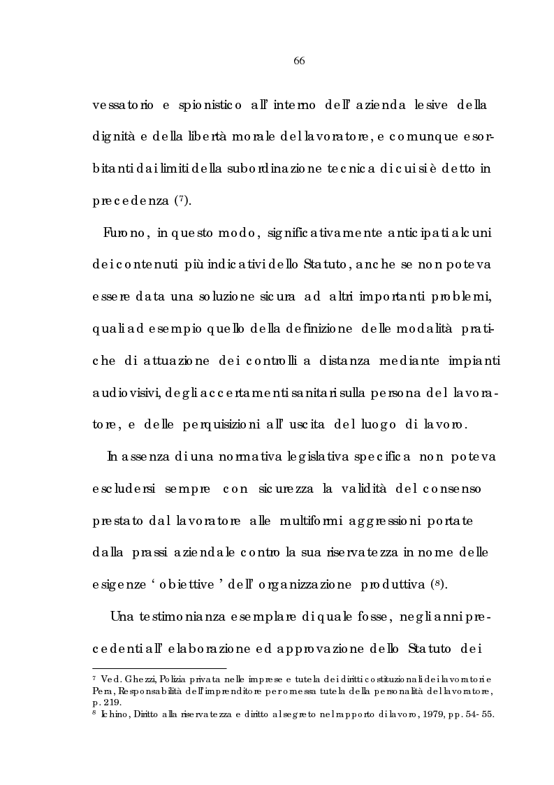 Anteprima della tesi: La tutela della riservatezza nel rapporto di lavoro, Pagina 8