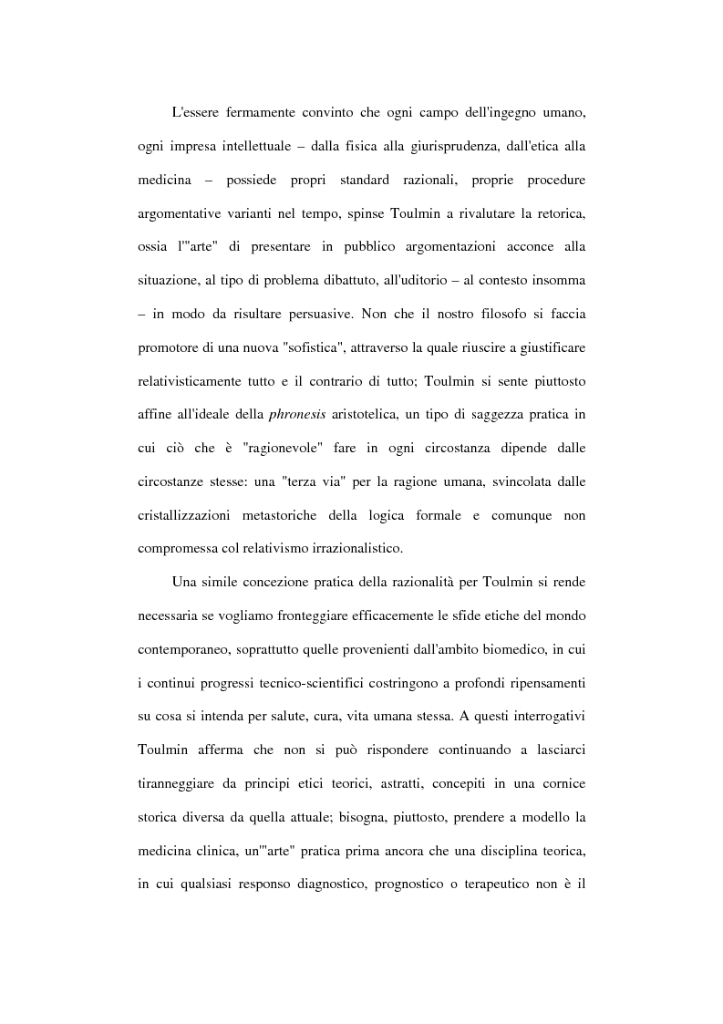 Anteprima della tesi: Stephen Toulmin ''neo-umanista'': scienza, etica e retorica, Pagina 4