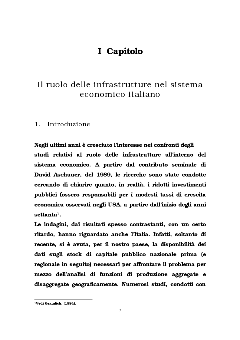 Anteprima della tesi: Il ruolo delle infrastrutture pubbliche nello sviluppo regionale italiano, Pagina 4