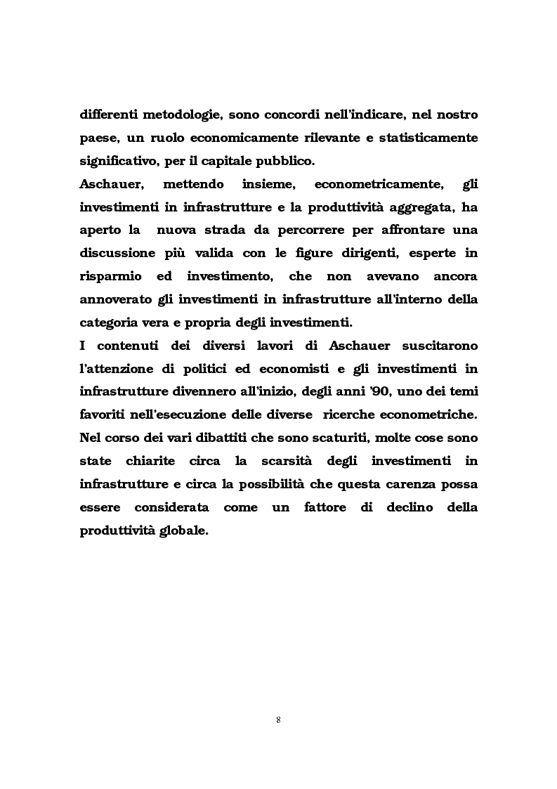 Anteprima della tesi: Il ruolo delle infrastrutture pubbliche nello sviluppo regionale italiano, Pagina 5