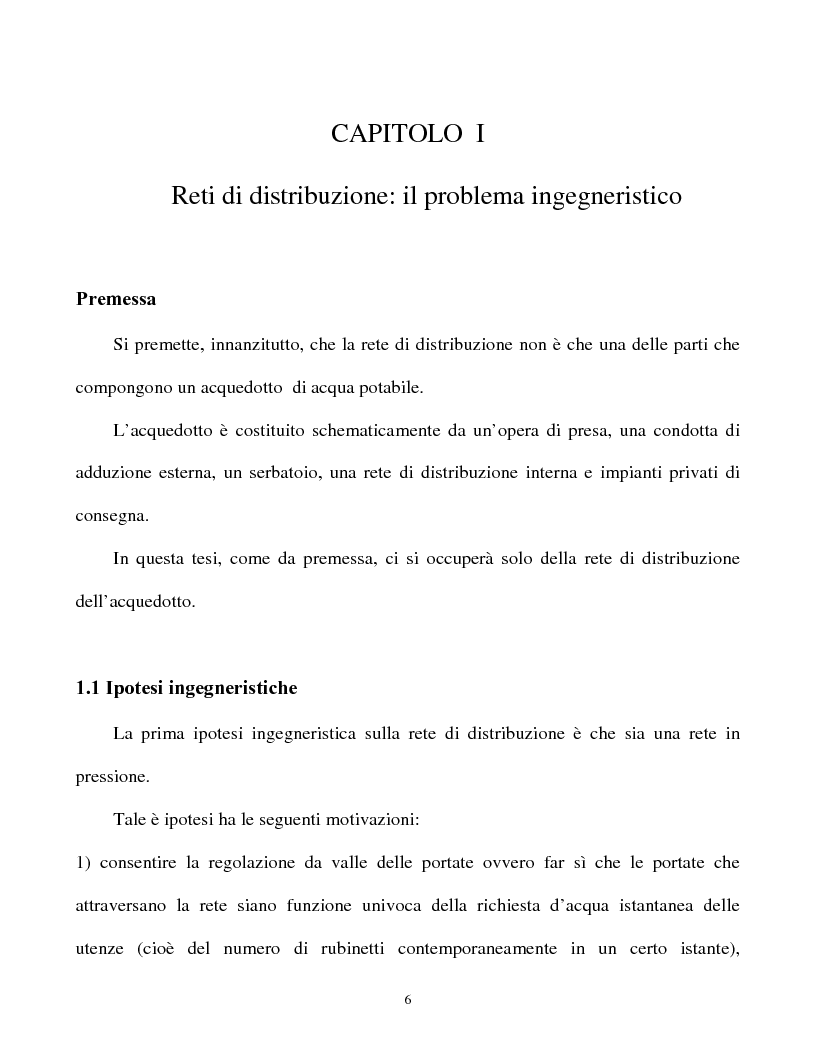 Anteprima della tesi: Calcolo delle reti idrauliche in pressione mediante una tecnica mista algoritmi genetici / metodo Gauss-Newton, Pagina 4