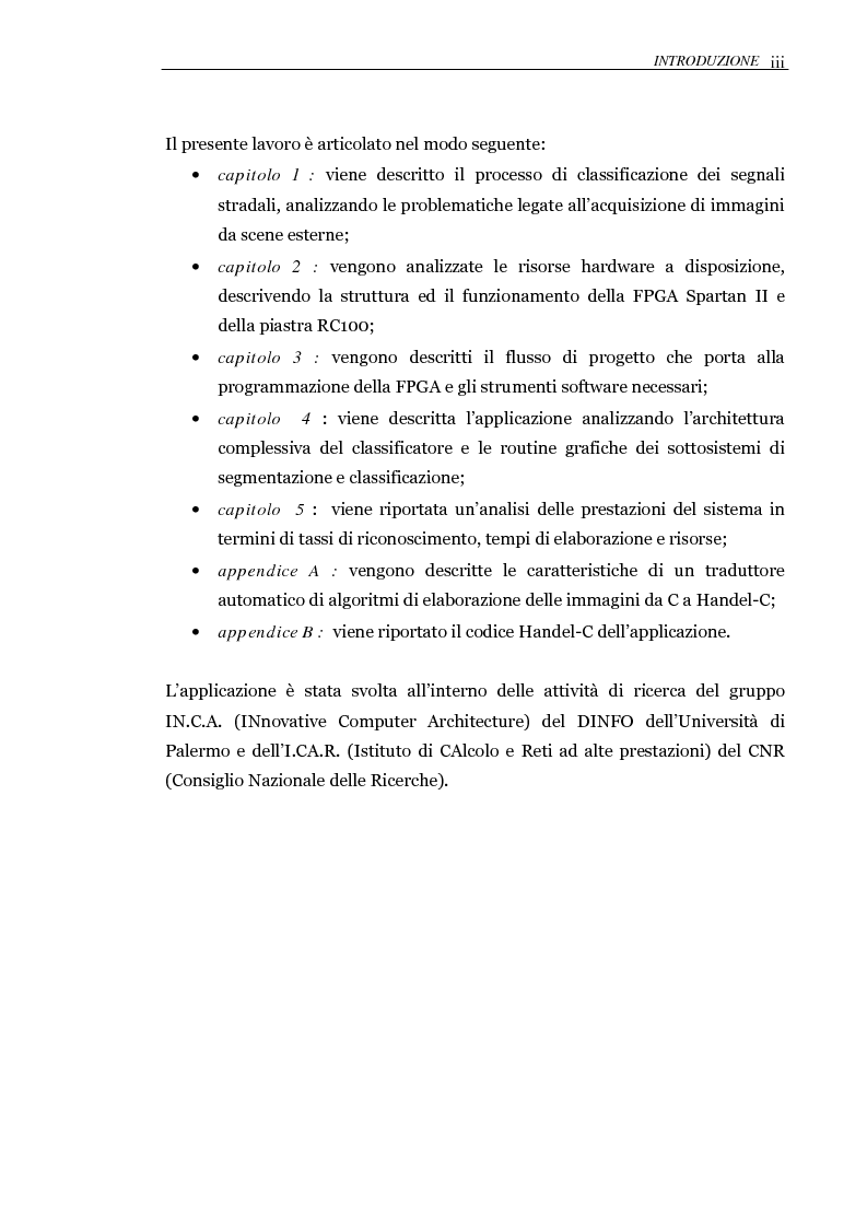 Anteprima della tesi: Realizzazione di un sistema automatico per il riconoscimento in tempo reale di segnali stradali. Implementazione del classificatore su FPGA, Pagina 3