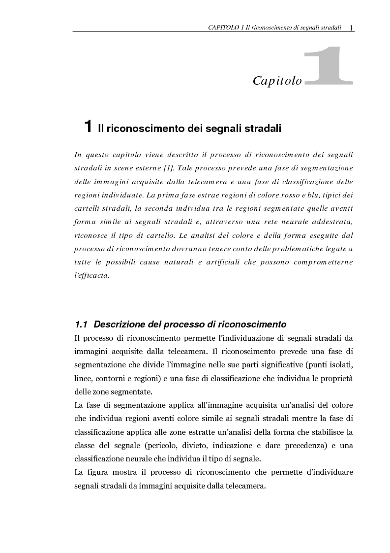 Anteprima della tesi: Realizzazione di un sistema automatico per il riconoscimento in tempo reale di segnali stradali. Implementazione del classificatore su FPGA, Pagina 4