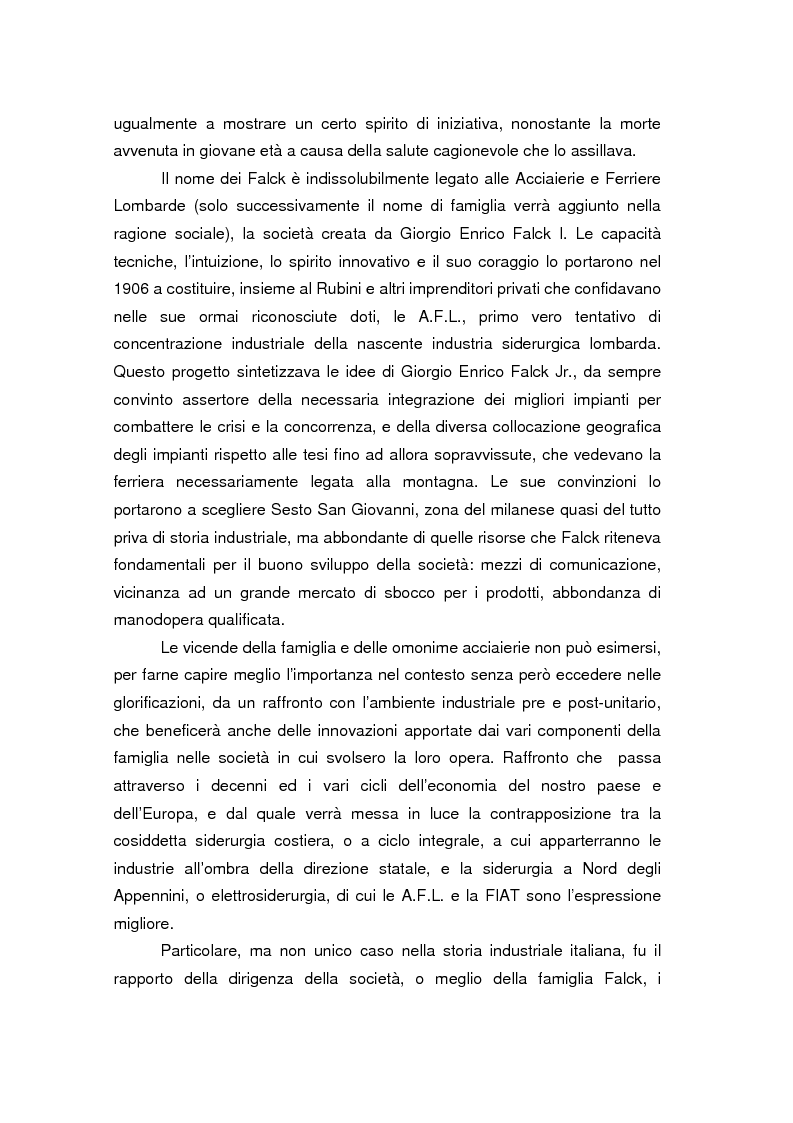 Anteprima della tesi: Quando l'acciaio è un affare di famiglia. Storia dei Falck, Pagina 2