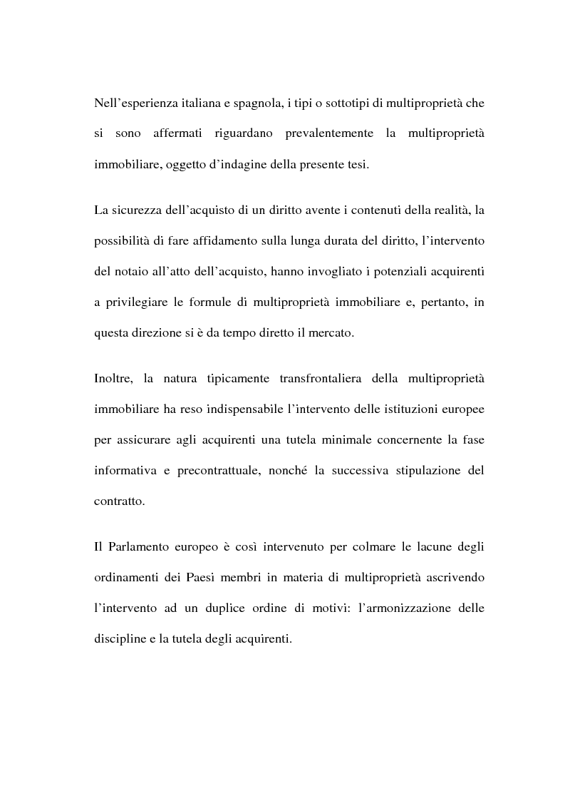 Anteprima della tesi: La multiproprietà: comparazione tra il diritto italiano ed il diritto spagnolo, Pagina 5