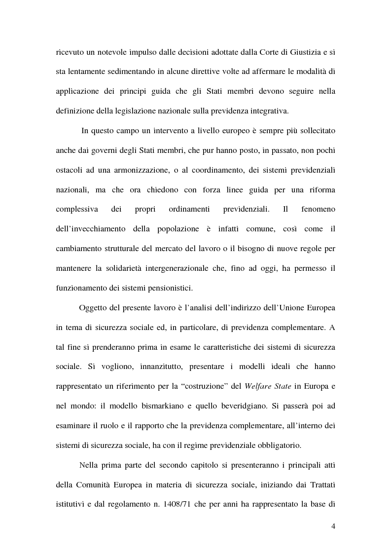 Anteprima della tesi: La previdenza complementare nei sistemi di sicurezza sociale europei, Pagina 4