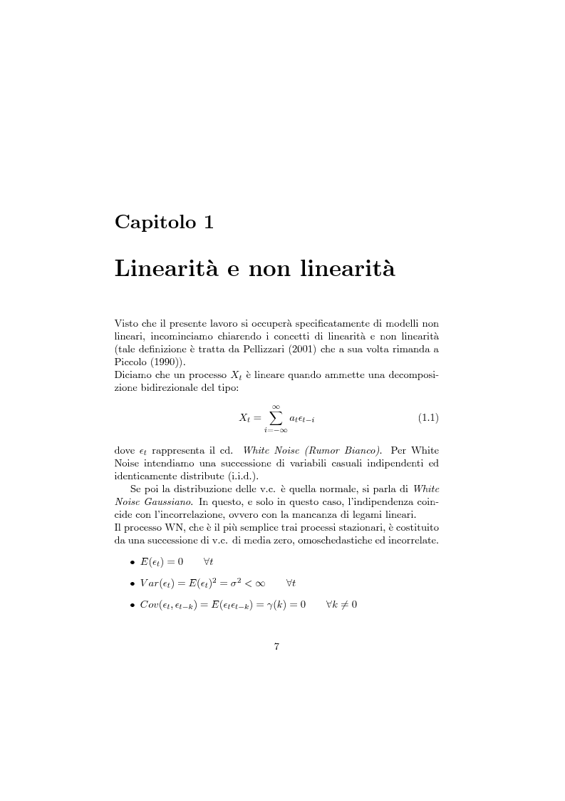 Anteprima della tesi: Modelli parametrici non-lineari e reti neurali artificiali per l'analisi delle serie storiche finanziarie, Pagina 7
