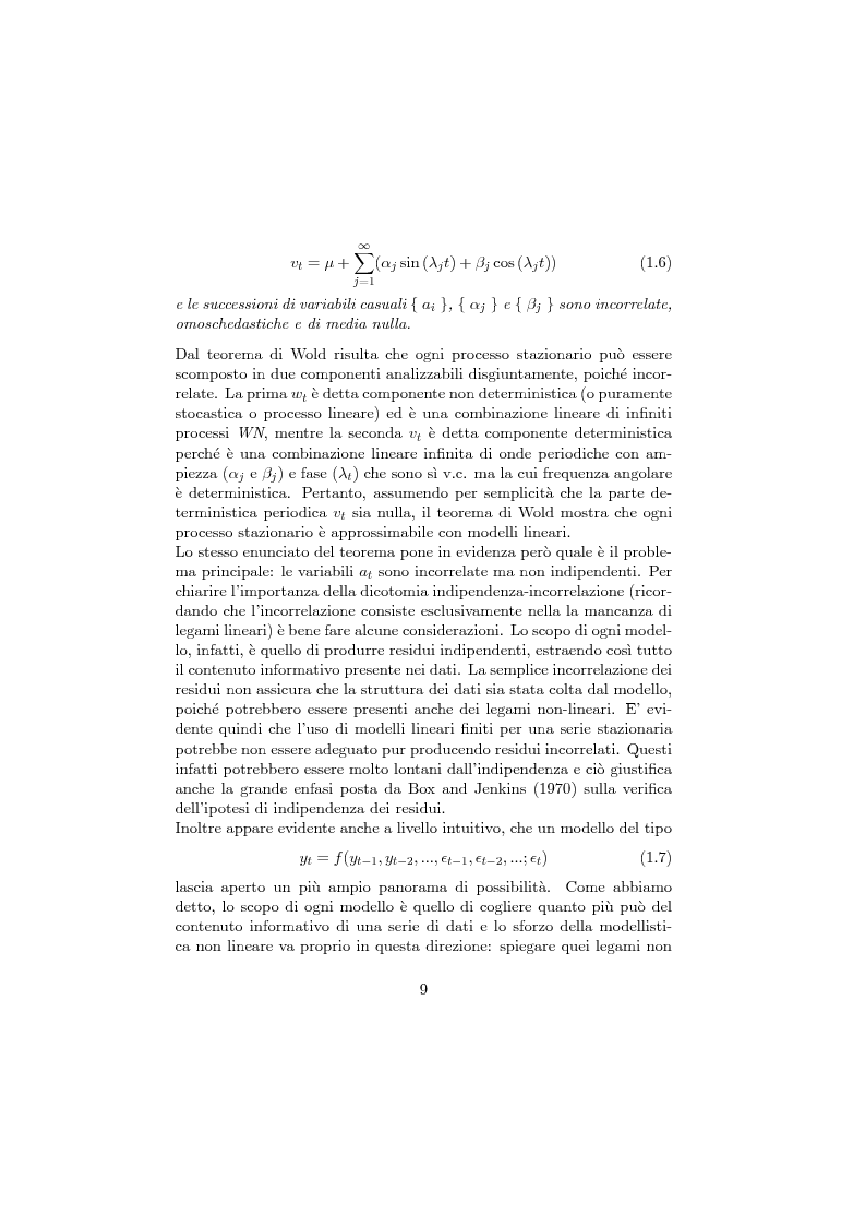 Anteprima della tesi: Modelli parametrici non-lineari e reti neurali artificiali per l'analisi delle serie storiche finanziarie, Pagina 9