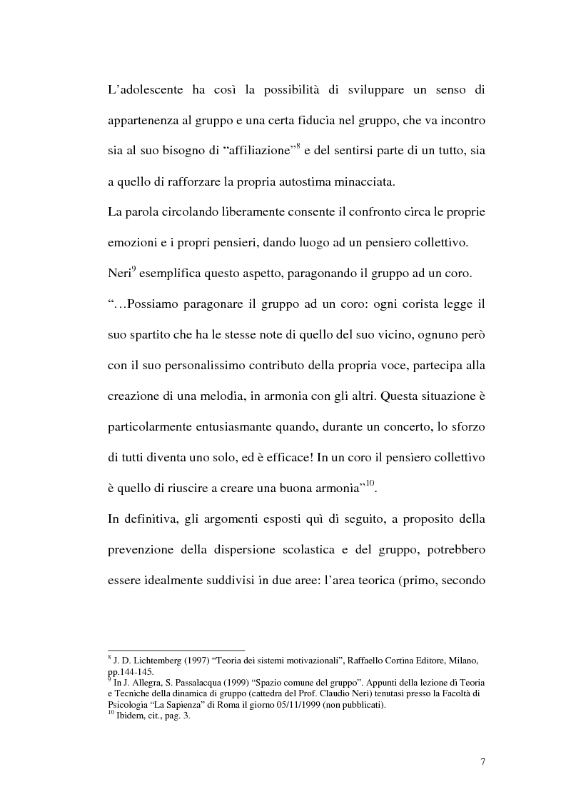 Anteprima della tesi: Il gruppo come strumento di prevenzione della dispersione scolastica e del disagio adolescenziale, Pagina 7