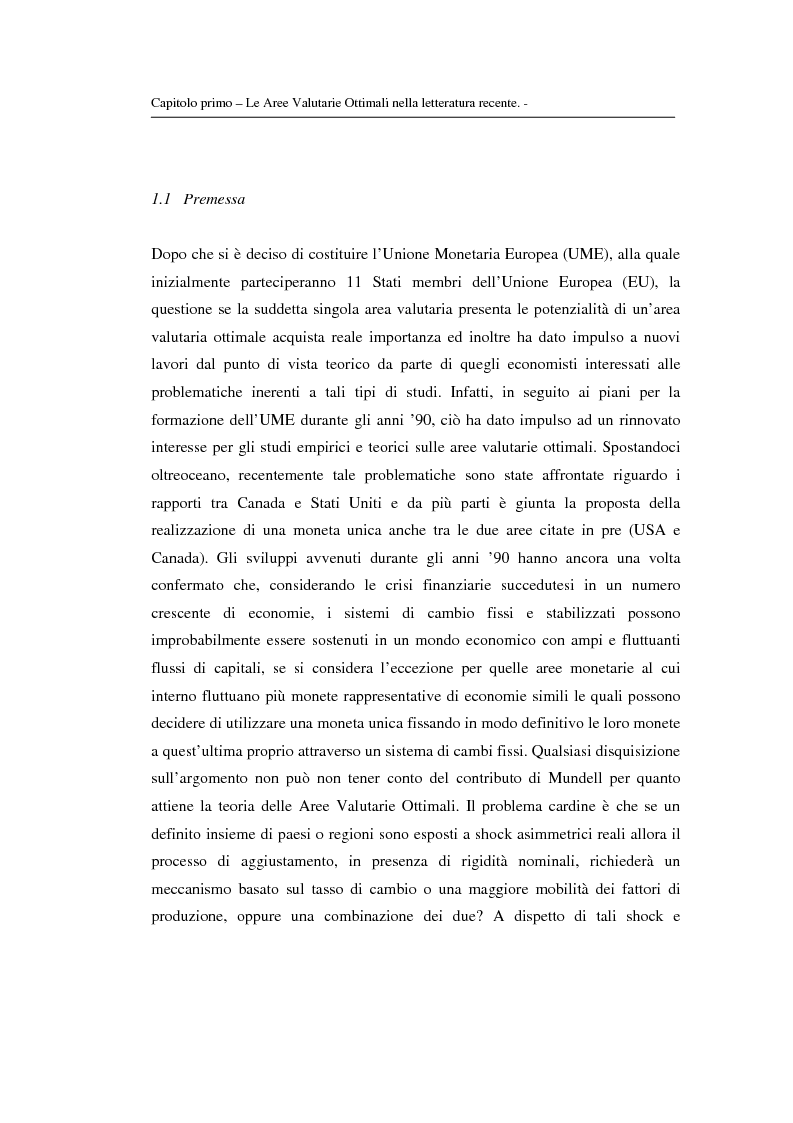 Anteprima della tesi: Le aree valutarie ottimali: la realtà dell'Ume, Pagina 6
