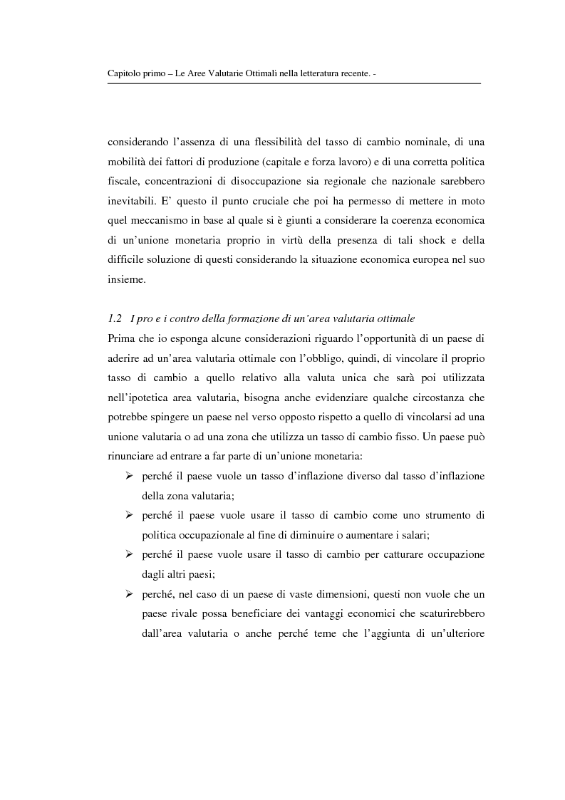 Anteprima della tesi: Le aree valutarie ottimali: la realtà dell'Ume, Pagina 7
