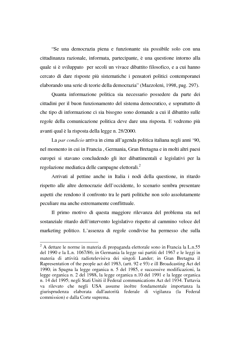 Anteprima della tesi: Dallo spot al messaggio autogestito. Tentativi di regolazione della comunicazione politica in Italia, Pagina 5