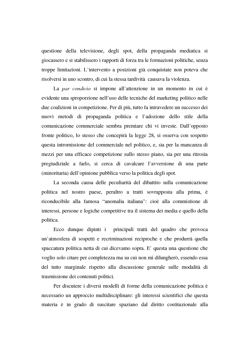 Anteprima della tesi: Dallo spot al messaggio autogestito. Tentativi di regolazione della comunicazione politica in Italia, Pagina 6