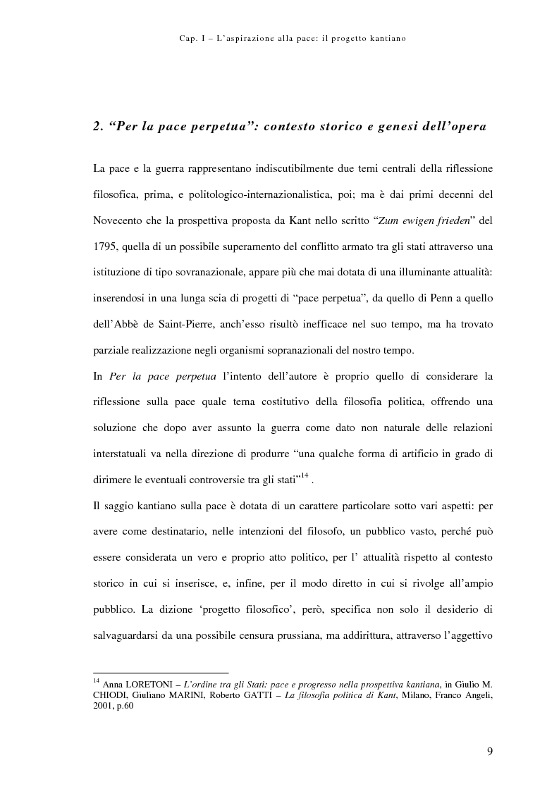 Anteprima della tesi: Alle origini della democrazia cosmopolitica: kant ed il problema della pace perpetua, Pagina 9