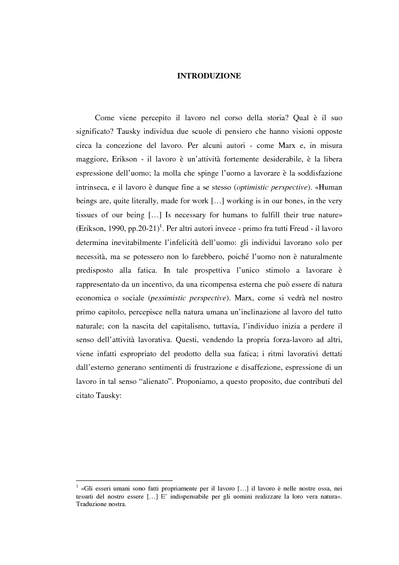 Anteprima della tesi: Alienazione e lavoro: il problema dell'alienazione nello scenario lavorativo post-industriale. Un approfondimento teorico e una ricerca empirica, Pagina 2