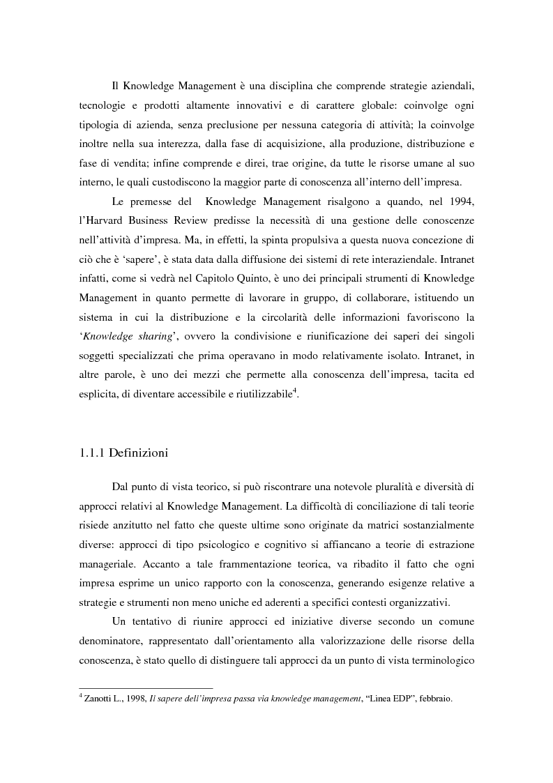 Anteprima della tesi: Knowledge Management: ripensare l'impresa come piattaforma di conoscenze, Pagina 10