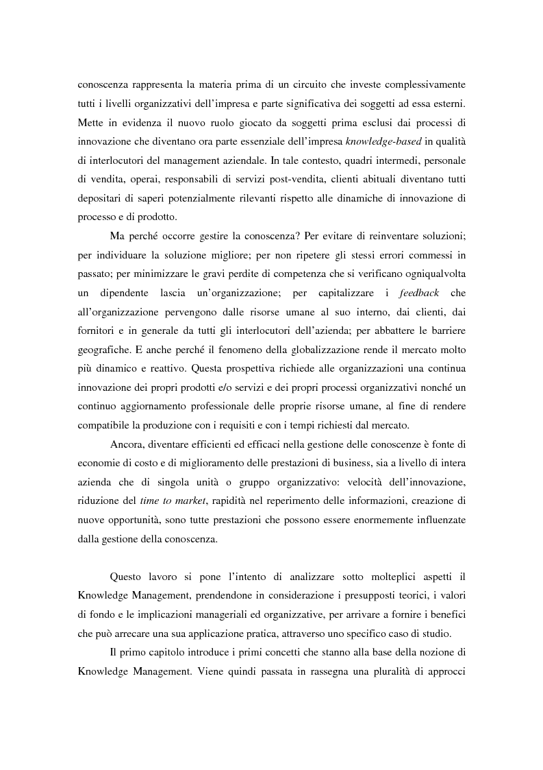 Anteprima della tesi: Knowledge Management: ripensare l'impresa come piattaforma di conoscenze, Pagina 2